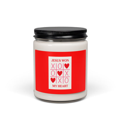 Jesus Won My Heart Scented Soy Candle — 9oz Faith & Valentine Decorative Jar