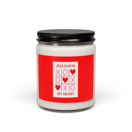 Jesus Won My Heart Scented Soy Candle — 9oz Faith & Valentine Decorative Jar
