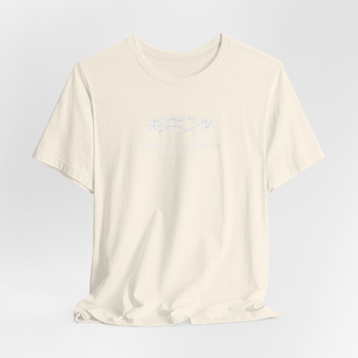 Faith Over Fear T-Shirt — "Saved by Grace" Christian Tee (Heart & Crown)