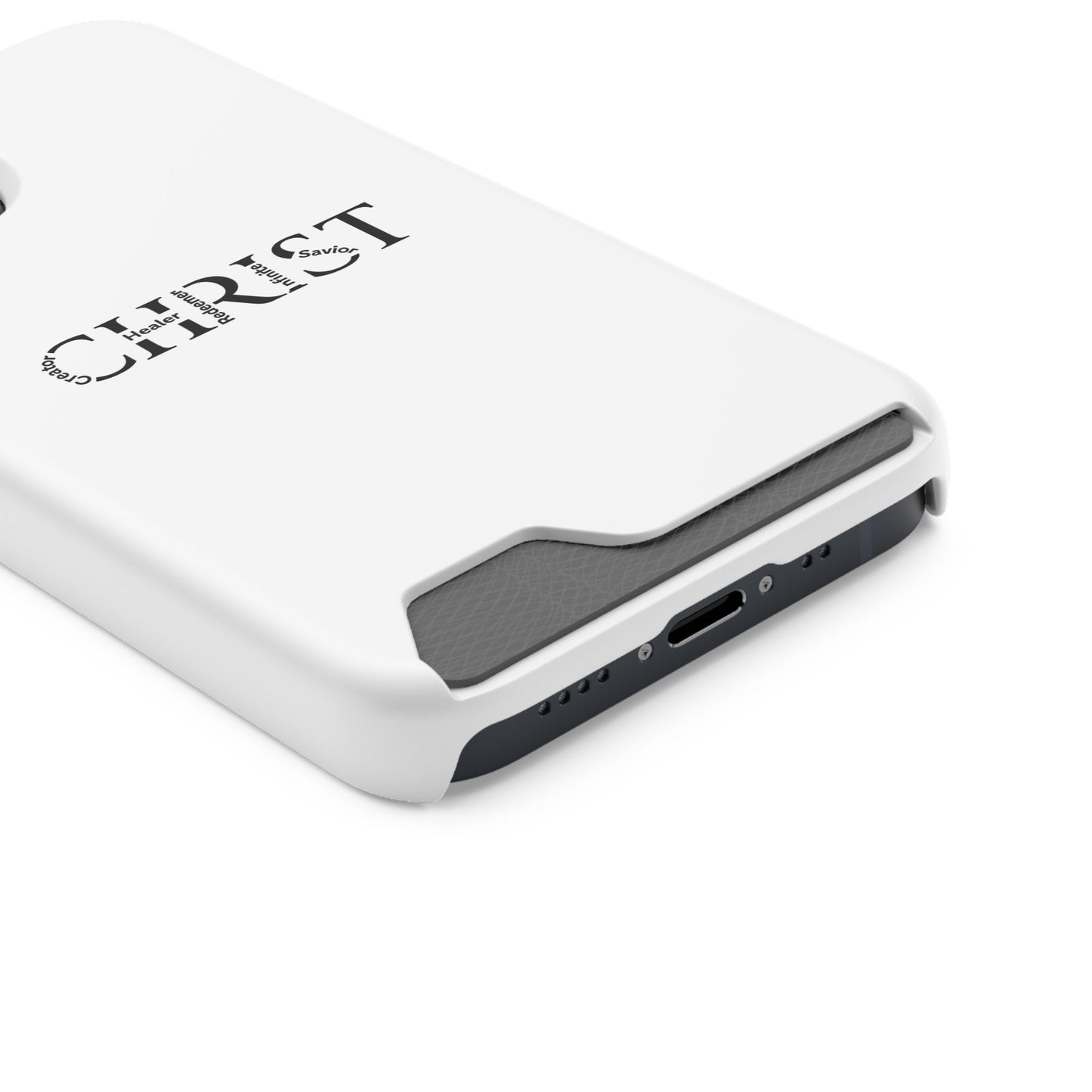 Christian Phone Card Case — Minimal 'CHRIST' Text Wallet Phone Case