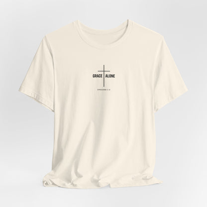 Grace Alone T-Shirt — Ephesians 2:8 Christian Cross Tee
