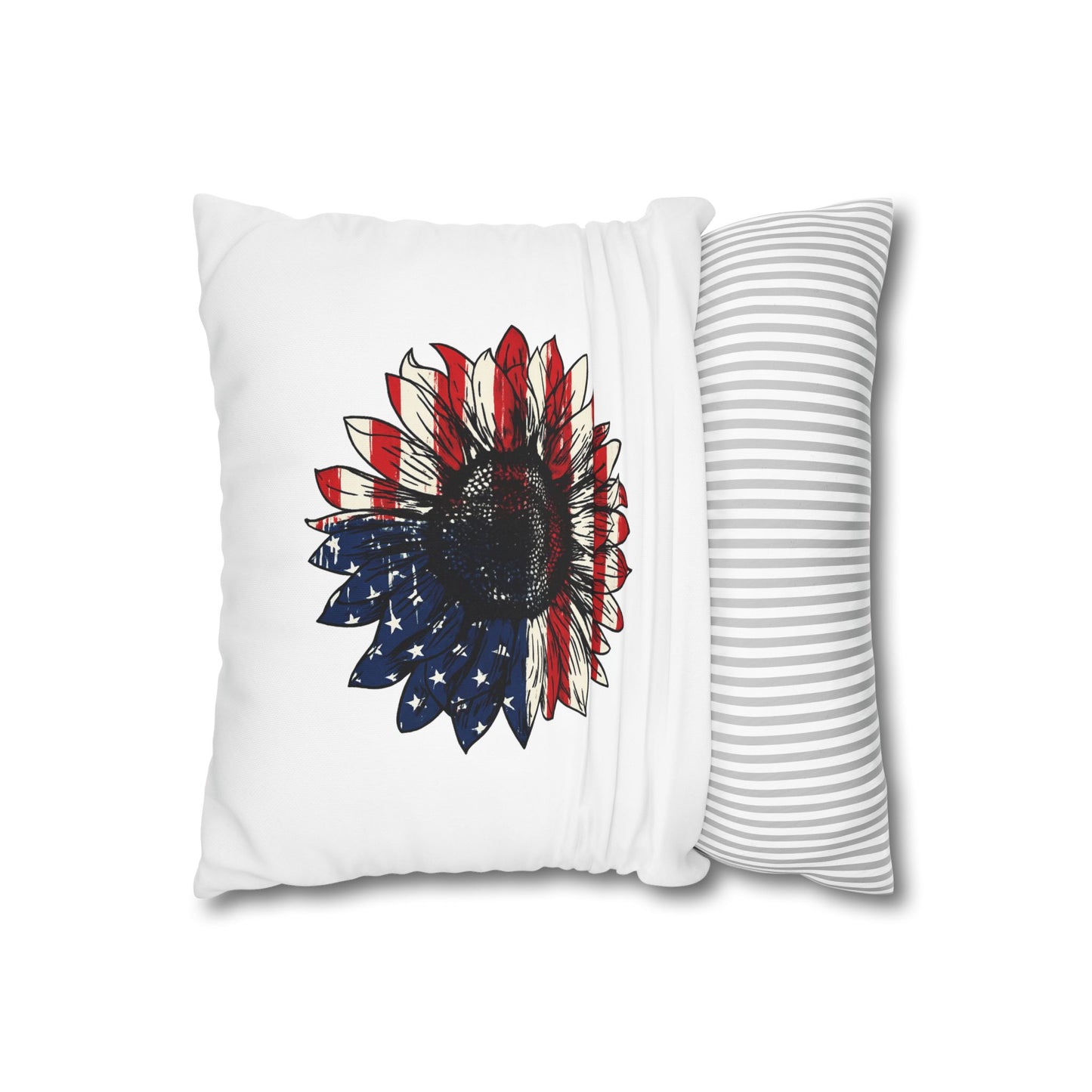 Patriotic Sunflower CHRIST Faith Pillowcase — Christian Decorative Throw Pillow Cover