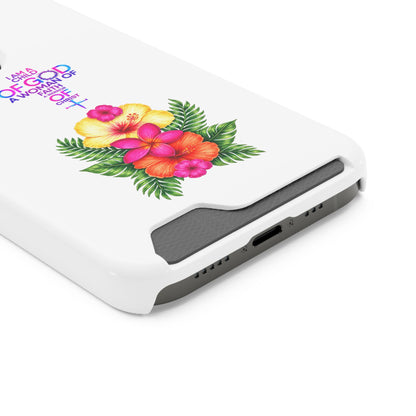 Phone Case with Card Holder — Floral Cross Design: "I Am a Child of God, A Woman of Faith"