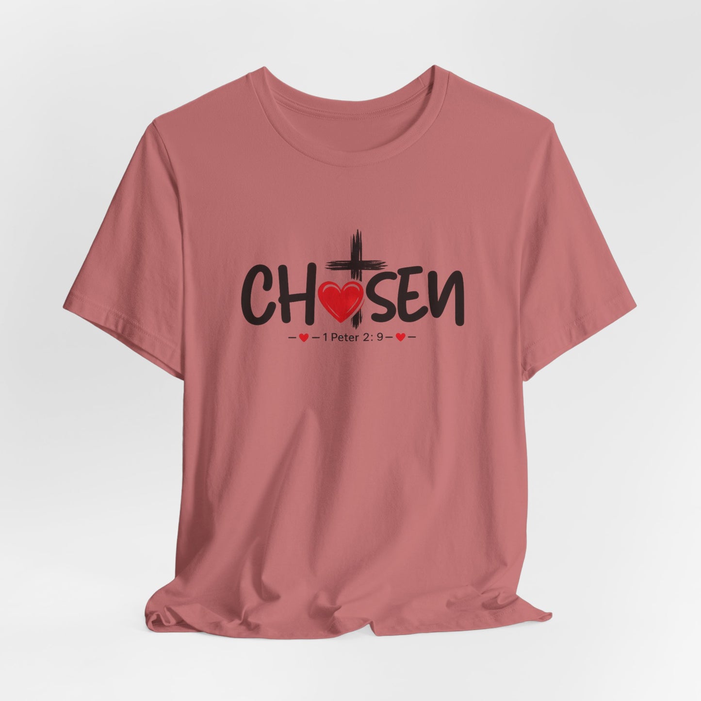 Chosen Cross Heart T-Shirt — Christian Faith Tee (1 Peter 2)