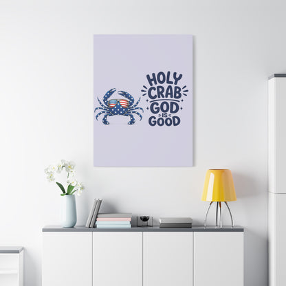 Patriotic Crab Canvas — "Holy Crab God Is Good" Wall Art