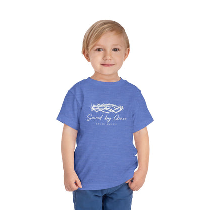 Toddler Tee — "Saved by Grace" Christian Crown of Thorns Shirt (Ephesians 2:8)