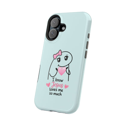 Christian Cute Heart Phone Case — "I Know Jesus Loves Me So Much" Magnetic Impact-Resistant Case