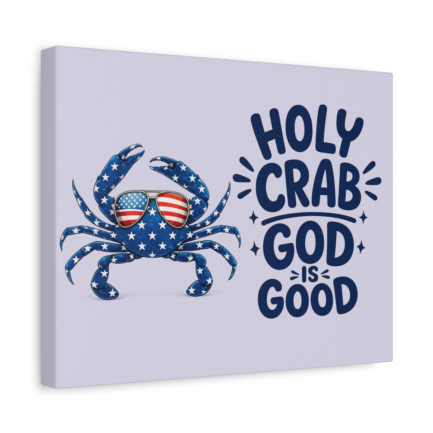 Patriotic Crab Canvas — "Holy Crab God Is Good" Wall Art