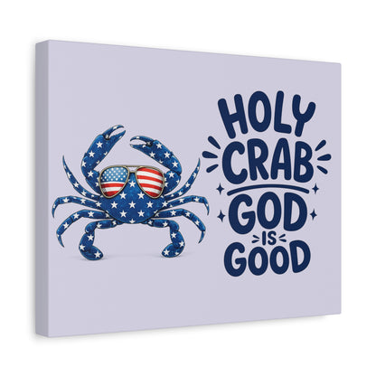 Patriotic Crab Canvas — "Holy Crab God Is Good" Wall Art