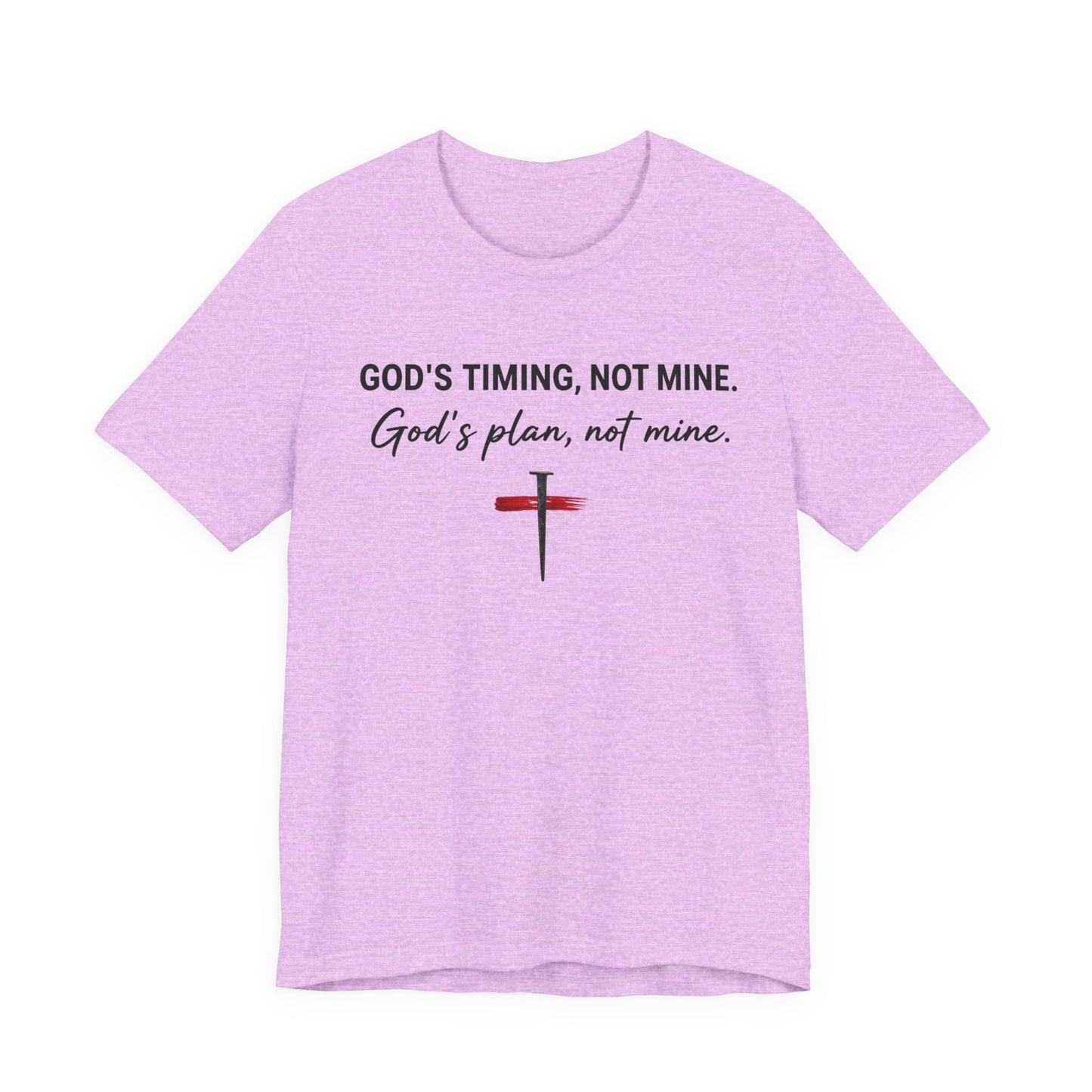 God's Timing, Not Mine Tee — Christian Faith Cross T-Shirt