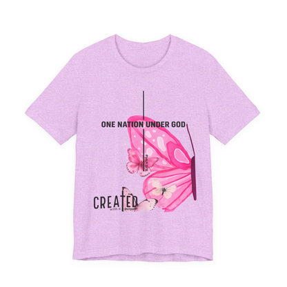 Created Butterfly T-Shirt — "One Nation Under God" Christian Inspirational Tee