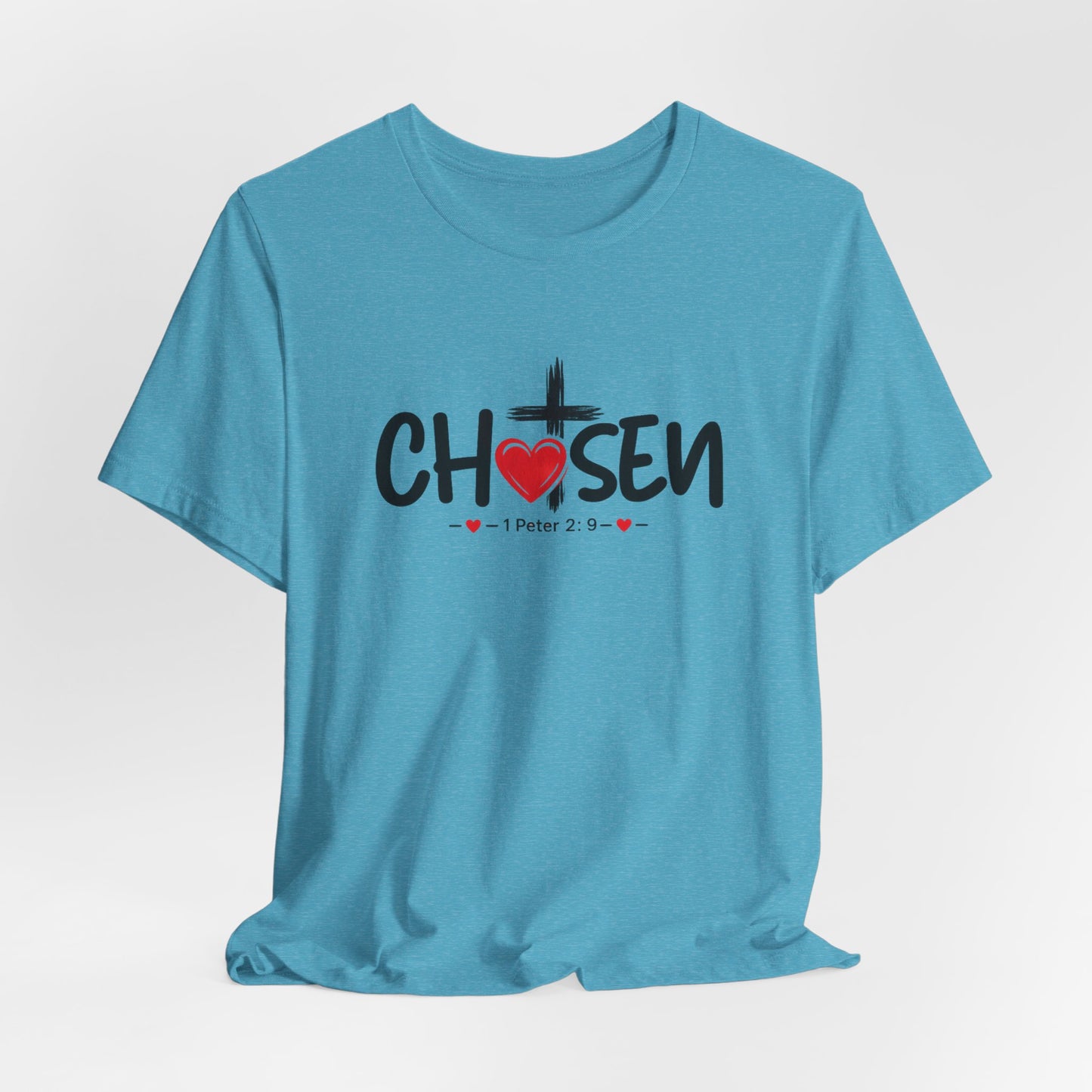 Chosen Cross Heart T-Shirt — Christian Faith Tee (1 Peter 2)