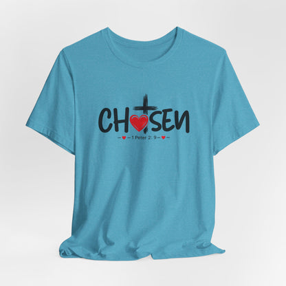 Chosen Cross Heart T-Shirt — Christian Faith Tee (1 Peter 2)
