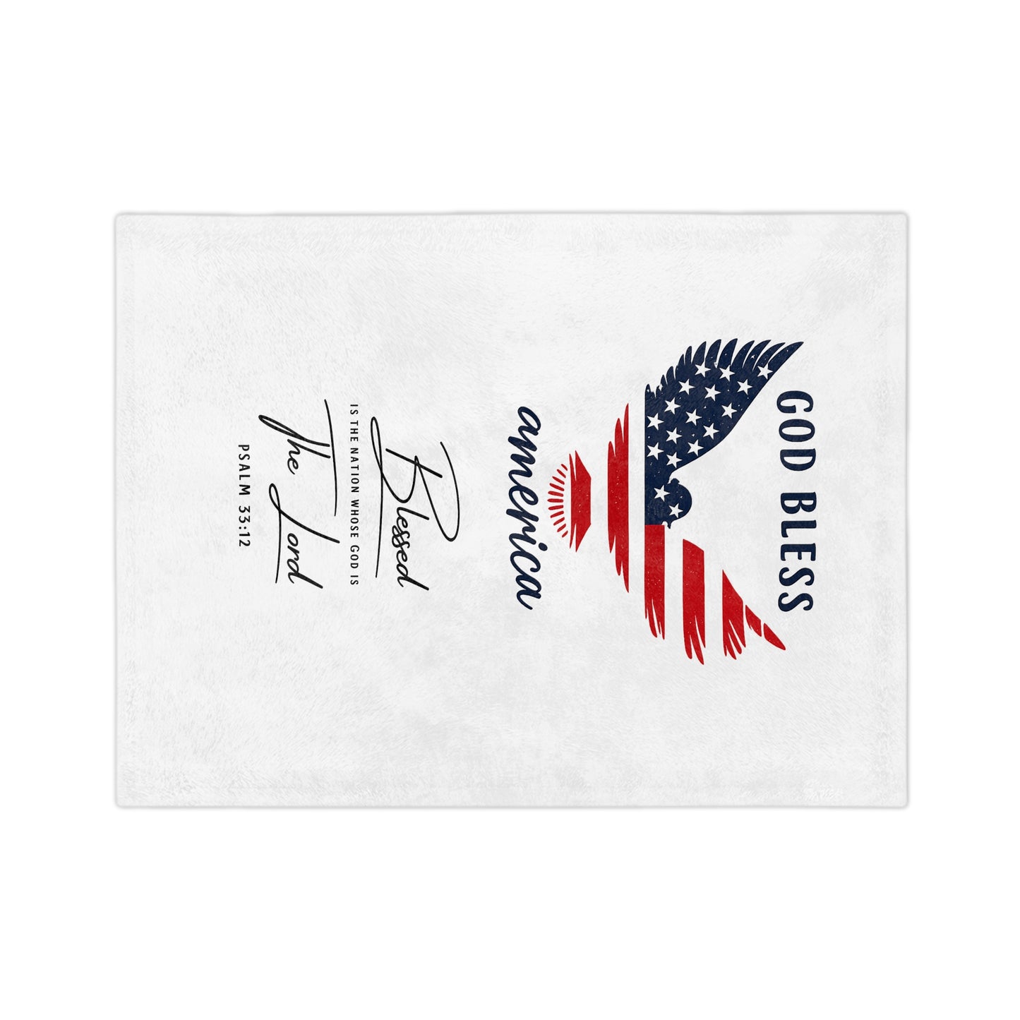God Bless America Velveteen Blanket – Patriotic Eagle with Psalm 33:12