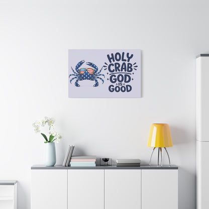 Patriotic Crab Canvas — "Holy Crab God Is Good" Wall Art