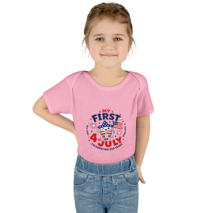 Baby Bodysuit – "My First 4th of July" Patriotic Infant Onesie