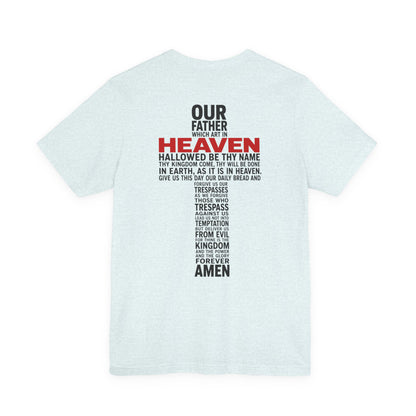 Faith Cross T-Shirt — 'Our Father' Lord's Prayer Back Print Christian Tee