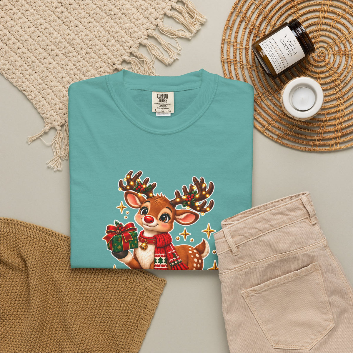 Christmas Reindeer T-Shirt — "Sweet Granddaughter You're an Answered Prayer" Holiday Tee