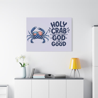 Patriotic Crab Canvas — "Holy Crab God Is Good" Wall Art