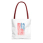 Patriotic Faith Tote Bag — Watercolor Flag with Cross & "Blessed By the Lord" Scripture