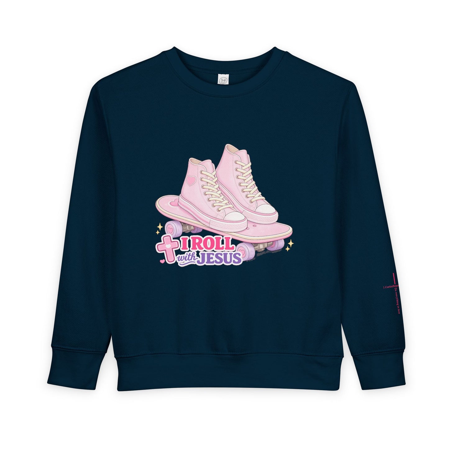 Toddler Sweatshirt — "I Roll With Jesus" Christian Toddler Tee