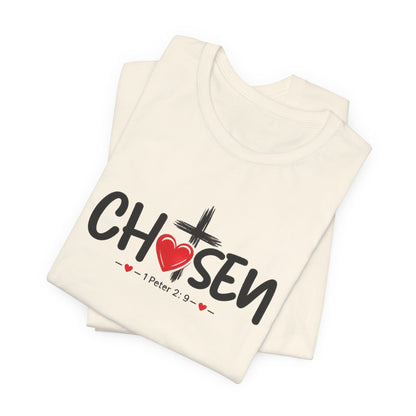 Chosen Cross Heart T-Shirt — Christian Faith Tee (1 Peter 2)