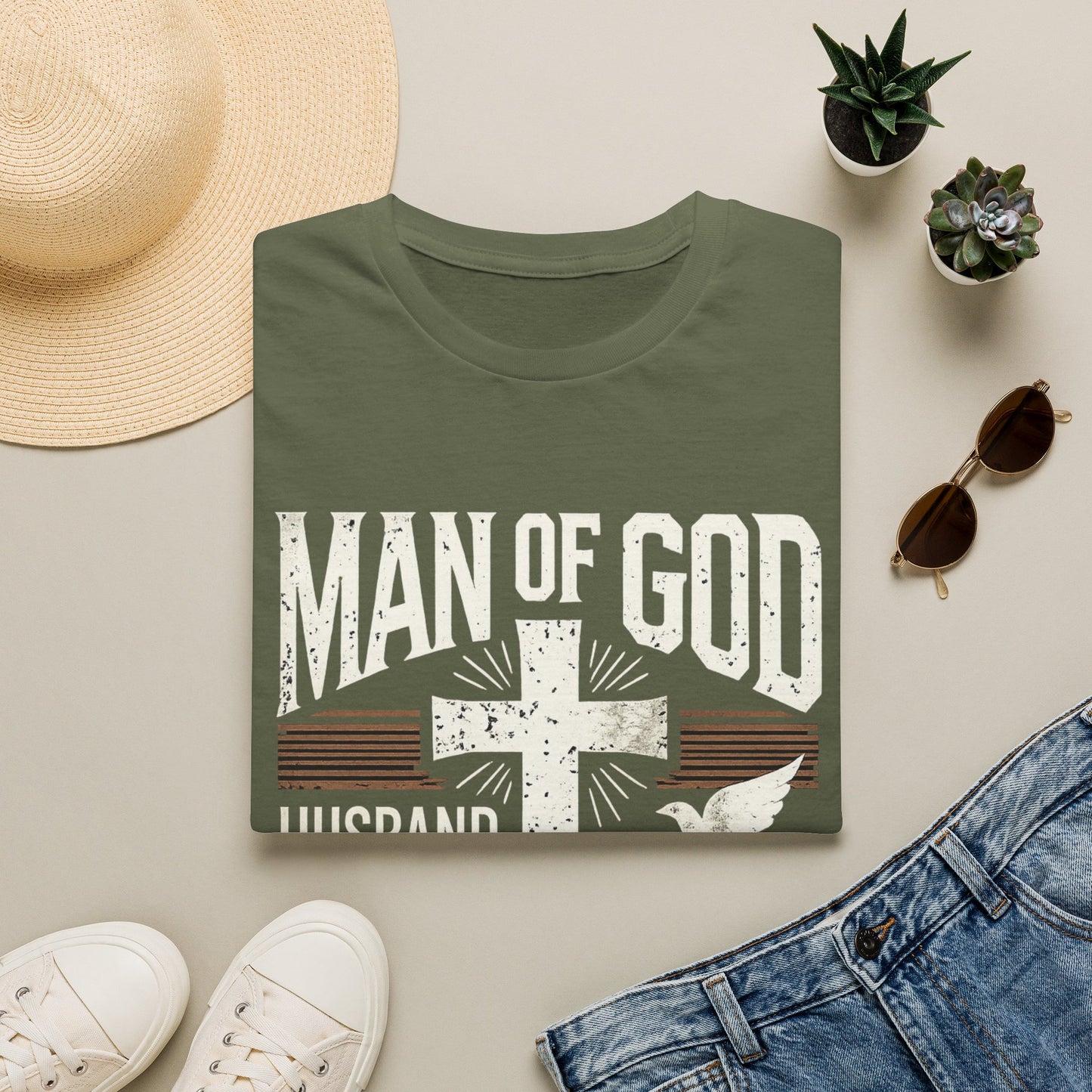 Man of God Dad T-Shirt – Christian Husband & Father Faith Tee