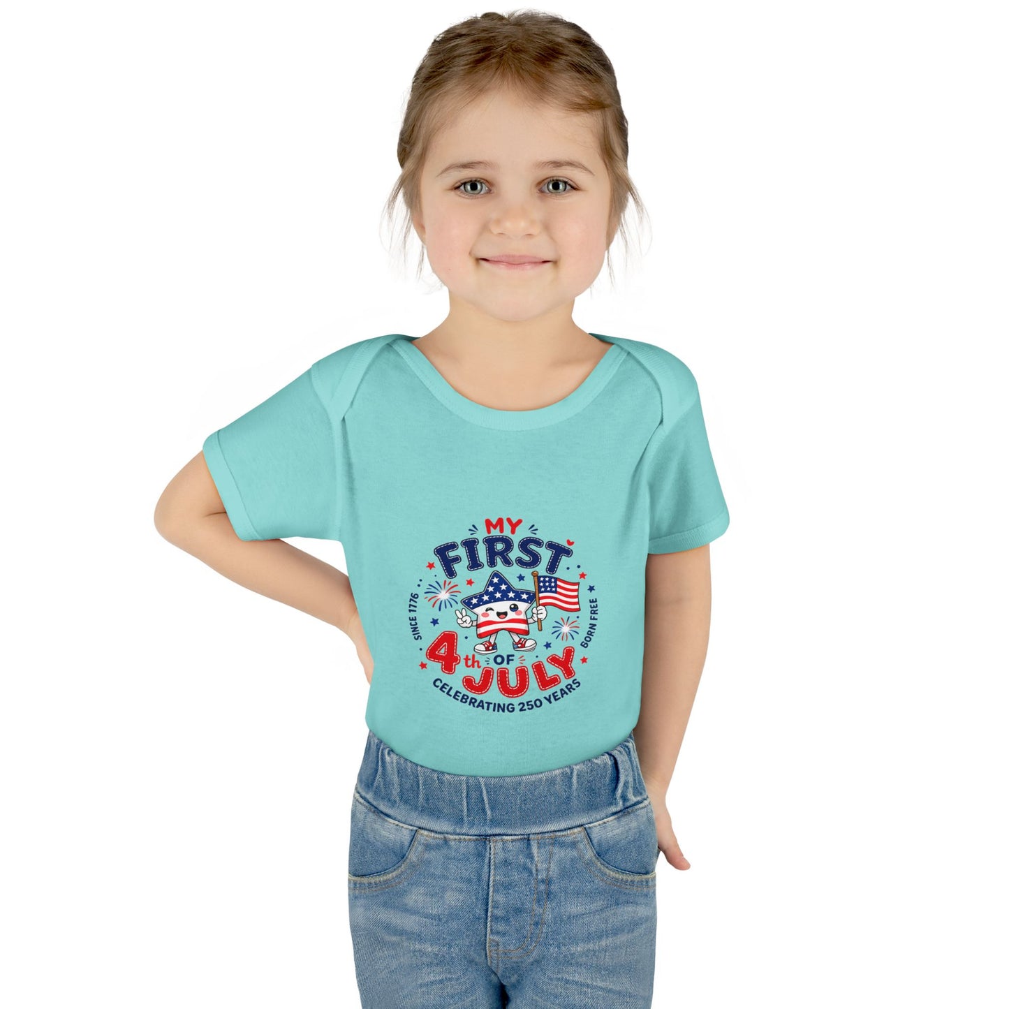Baby Bodysuit – "My First 4th of July" Patriotic Infant Onesie