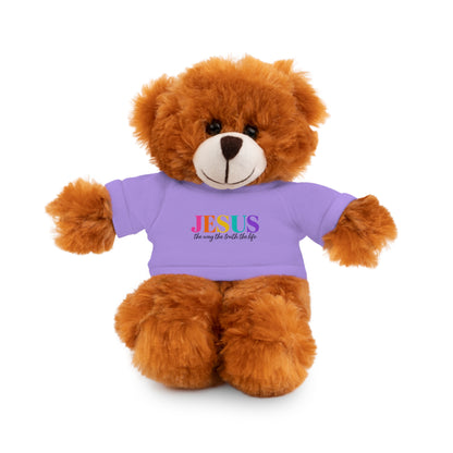 Jesus Rainbow Tee Teddy Bear - Plush Stuffed Animal with Faith Shirt