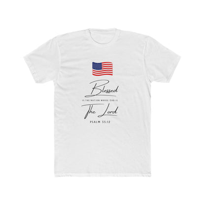 Blessed by the Lord American Flag T-Shirt — Psalm 55:12 Patriotic Christian Tee