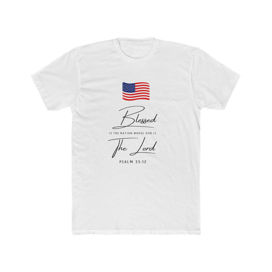 Blessed by the Lord American Flag T-Shirt — Psalm 55:12 Patriotic Christian Tee