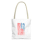 Patriotic Faith Tote Bag — Watercolor Flag with Cross & "Blessed By the Lord" Scripture