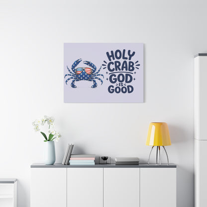 Patriotic Crab Canvas — "Holy Crab God Is Good" Wall Art