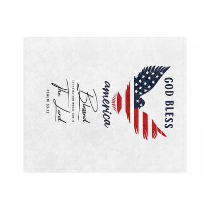 God Bless America Velveteen Blanket – Patriotic Eagle with Psalm 33:12