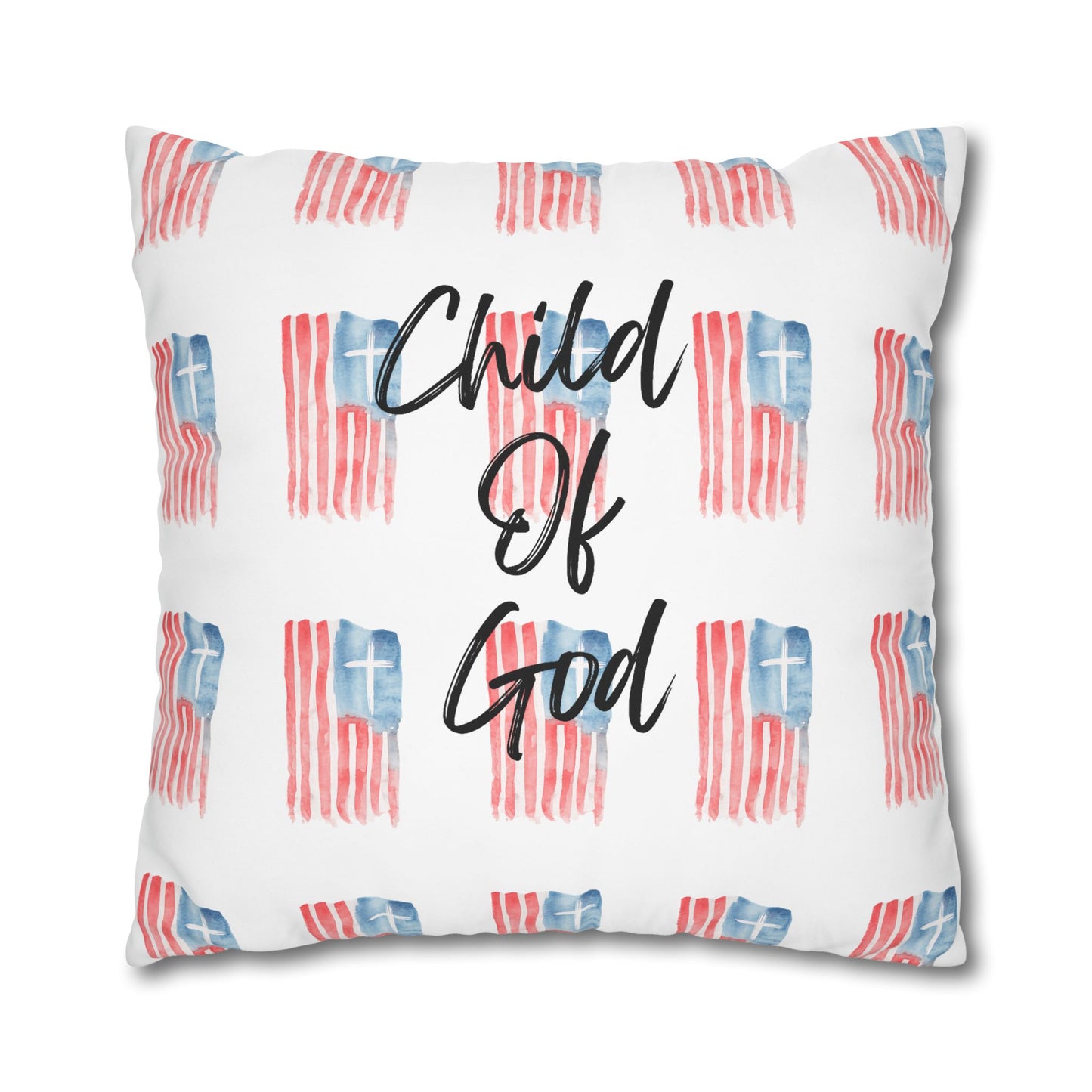 Blessed The Lord Pillowcase — Patriotic Psalm 33:12 Square Throw Pillow