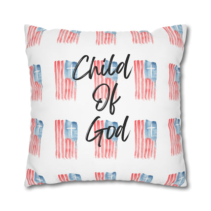 Blessed The Lord Pillowcase — Patriotic Psalm 33:12 Square Throw Pillow