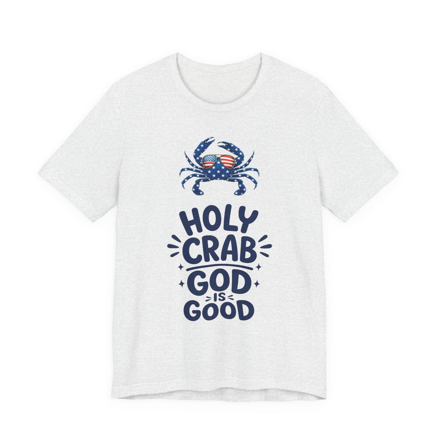 Holy Crab God Is Good T-Shirt — Patriotic Blue Crab Graphic Tee