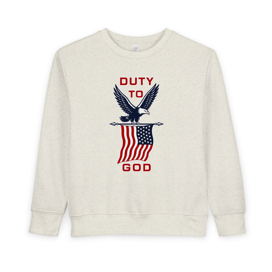 Toddler Sweatshirt - 'Duty to God' Patriotic Eagle & Flag