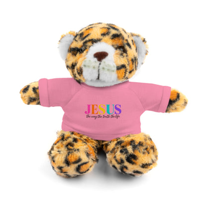 Jesus Rainbow Tee Teddy Bear - Plush Stuffed Animal with Faith Shirt
