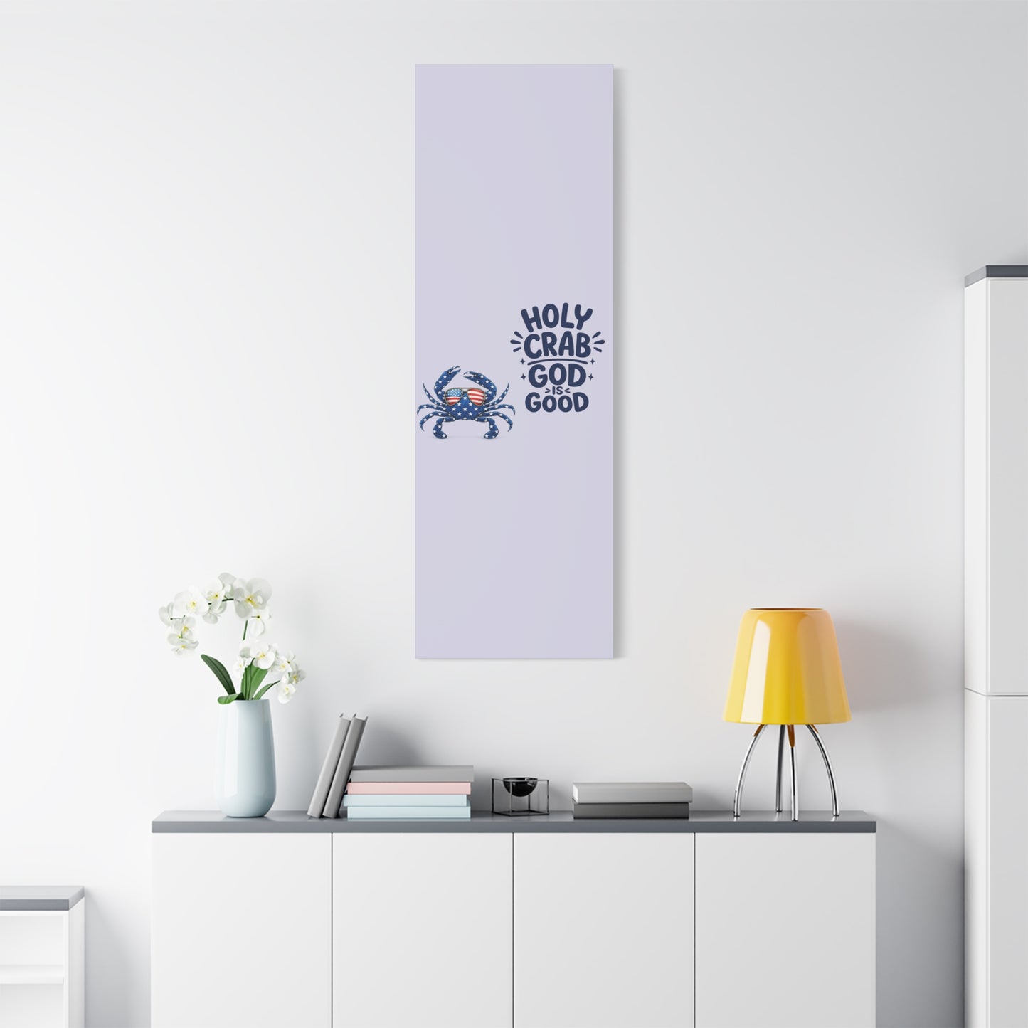Patriotic Crab Canvas — "Holy Crab God Is Good" Wall Art