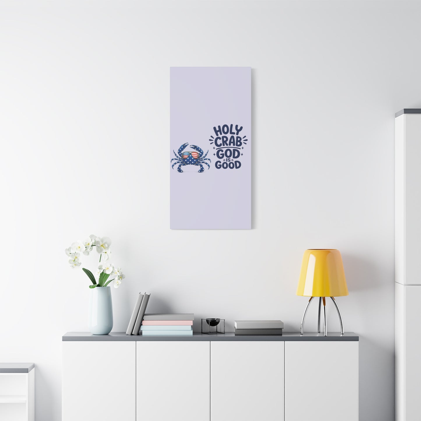 Patriotic Crab Canvas — "Holy Crab God Is Good" Wall Art