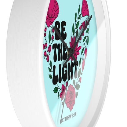 Be the Light Floral Wall Clock — Matthew 5:14 Inspirational Home Decor
