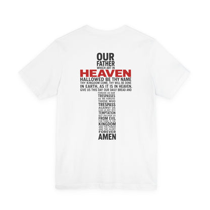 Faith Cross T-Shirt — 'Our Father' Lord's Prayer Back Print Christian Tee