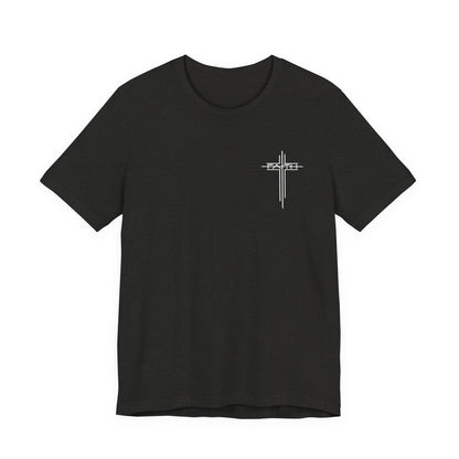 Christian Cross T‑Shirt — Subtle Back Cross Graphic Religious Tee