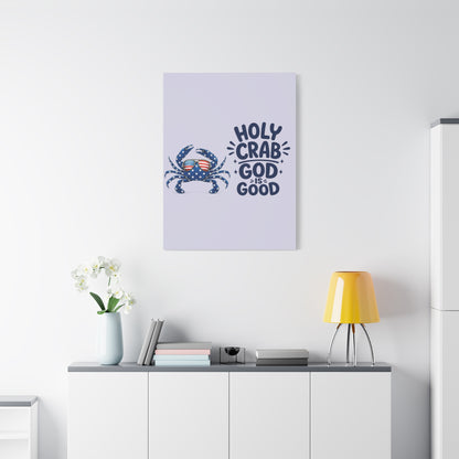 Patriotic Crab Canvas — "Holy Crab God Is Good" Wall Art