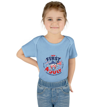 Baby Bodysuit – "My First 4th of July" Patriotic Infant Onesie