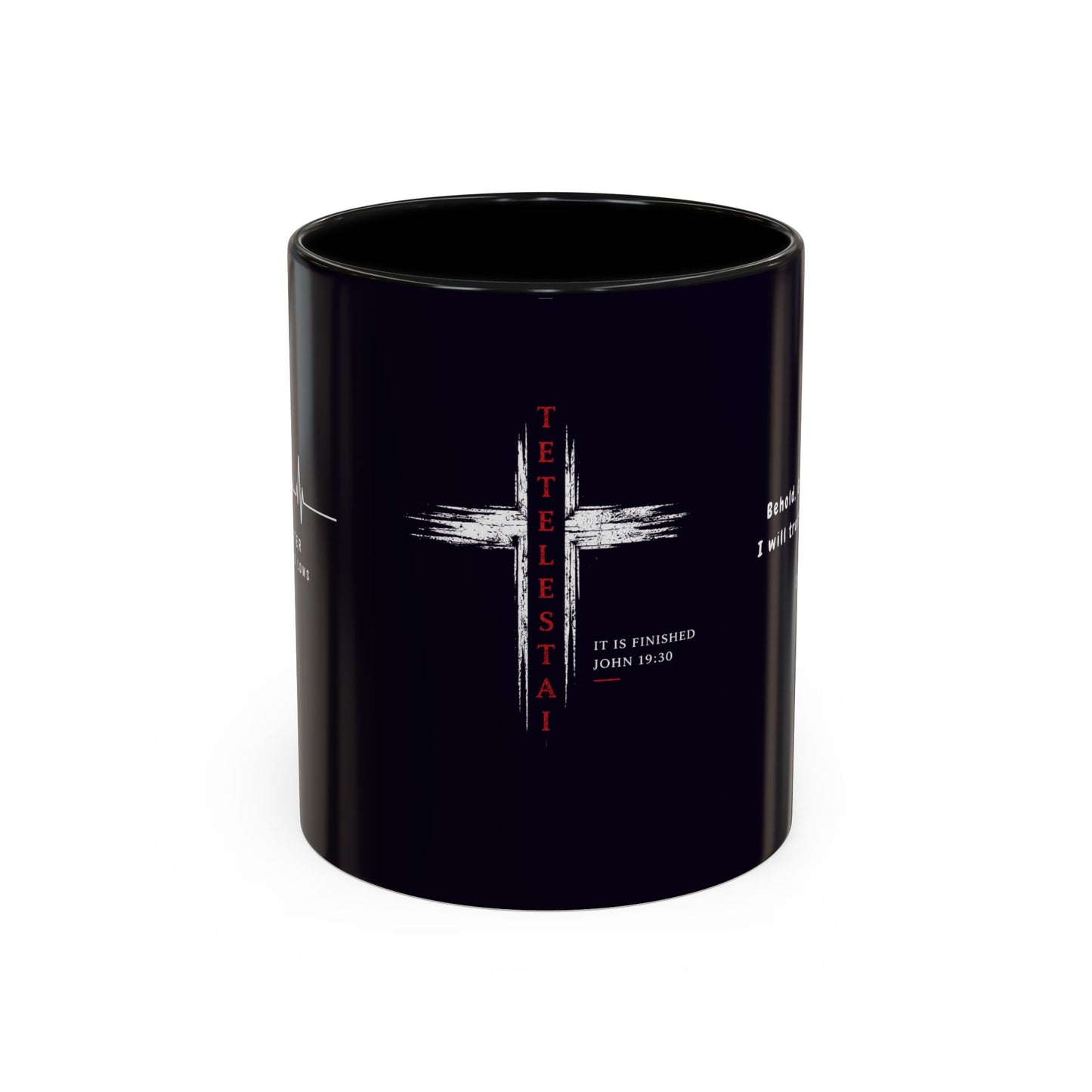 Christian faith gift  Coffee Mug — 'Tetelestai' Cross Design with Isaiah 12:2 Scripture (11/15oz Accent Mug)