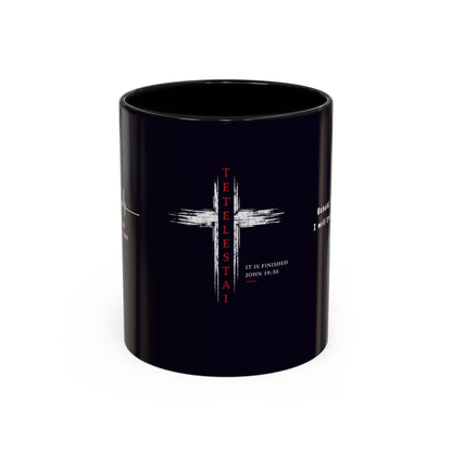 Christian faith gift  Coffee Mug — 'Tetelestai' Cross Design with Isaiah 12:2 Scripture (11/15oz Accent Mug)