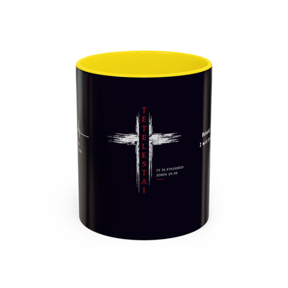 Christian faith gift  Coffee Mug — 'Tetelestai' Cross Design with Isaiah 12:2 Scripture (11/15oz Accent Mug)
