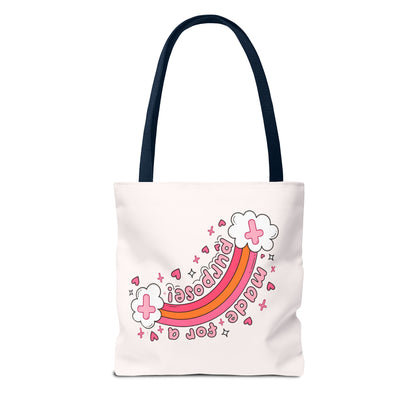 Pink Faith Tote Bag — Inspirational Cross & Rainbow AOP Tote